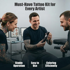 Dragonhawk wireless tattoo gun kit practice skin for skill-building.