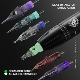 Dragonhawk wireless tattoo pen kit cartridge needles highlights versatile shading options.