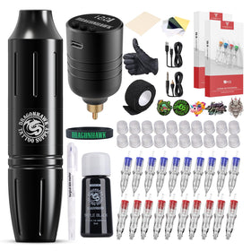 Dragonhawk wireless tattoo pen kit front view for easy handling during sessions.