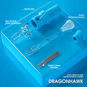 Dragonhawklabs light transparent tubes enhance needle visibility during sessions.