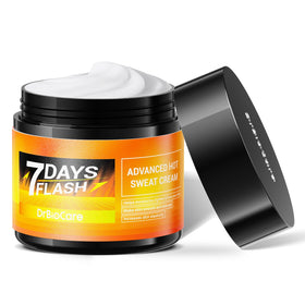 Close-up of DrBioCare Hot Sweat Cream texture showing rich, easily absorbed consistency.
