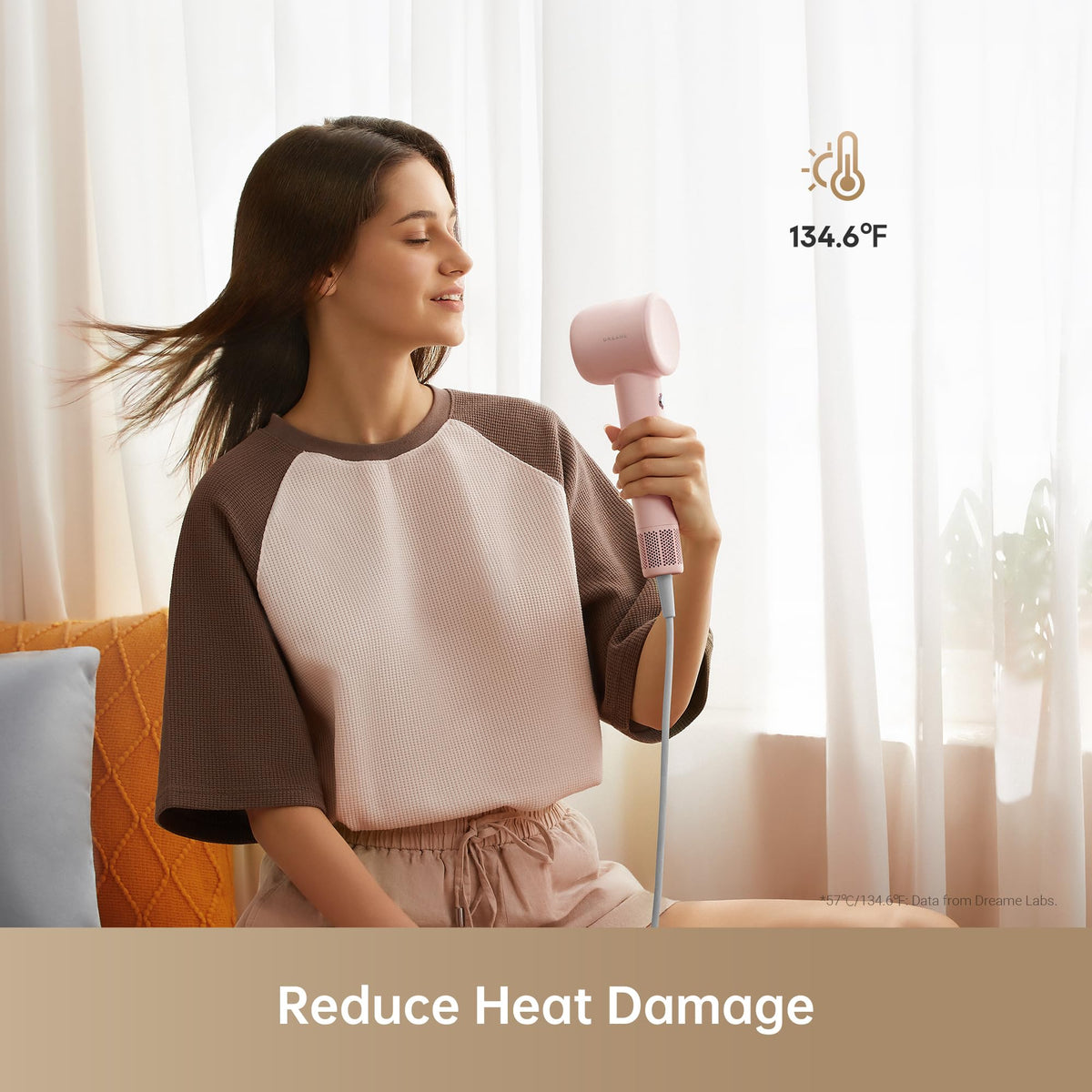 Dreame Gleam hair dryer negative ions reduce frizz for smoother hair