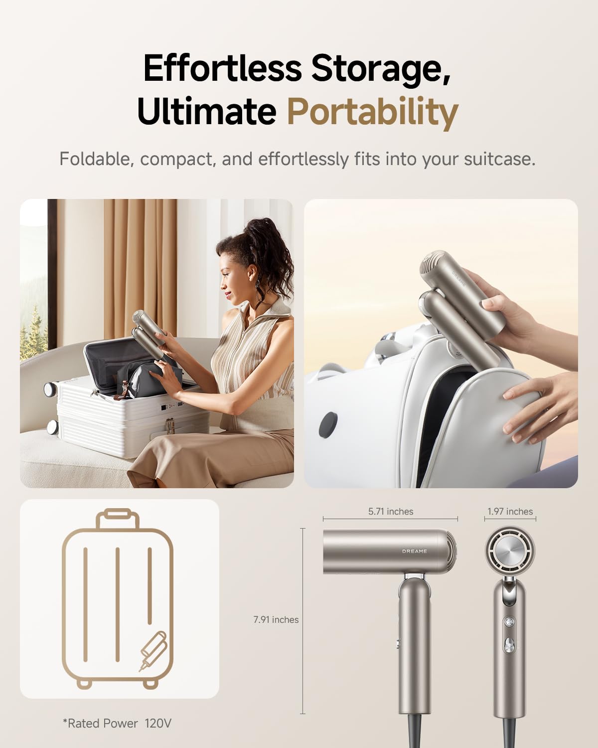 DREAME Pocket Pure 110k rpm motor delivers ultra-fast drying.