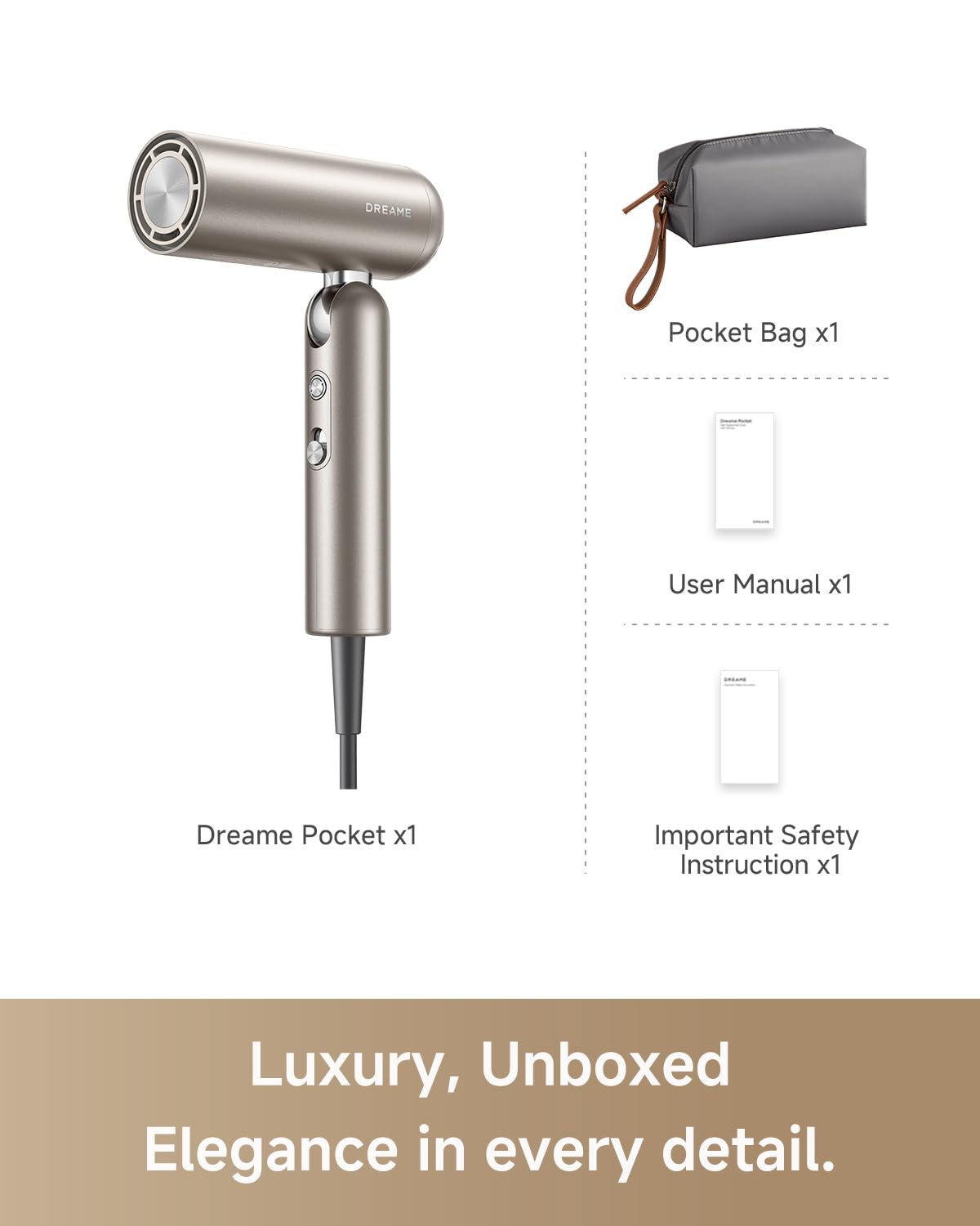 DREAME Pocket Pure fast drying for short-length hair.