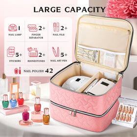 DreamGenius case upper layer shows adjustable dividers for varied lamp sizes