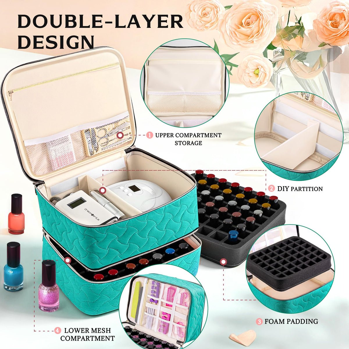 DreamGenius soft sponge padding protects bottles from bumps during transit.