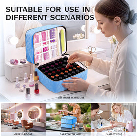 DreamGenius Nail Polish Organizer Case compact dimensions for countertop storage.
