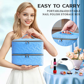 DreamGenius Nail Polish Organizer Case portable handle for easy travel and transport.