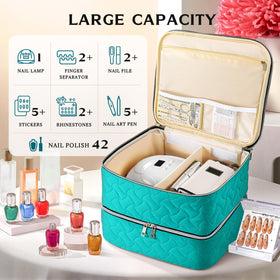 DreamGenius Nail Polish Organizer lower layer holds 42 bottles for quick manicure access.