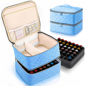 DreamGenius Nail Polish Organizer Case upper layer dividers—adjustable for lamp sizes and tools.