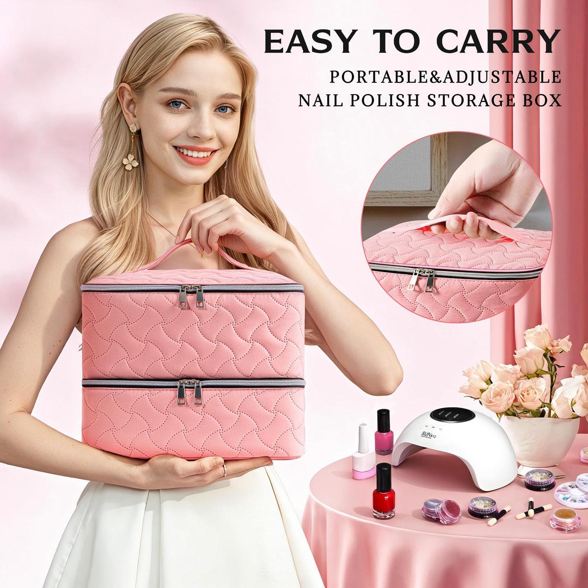 DreamGenius portable bag with handle for easy on-the-go manicures