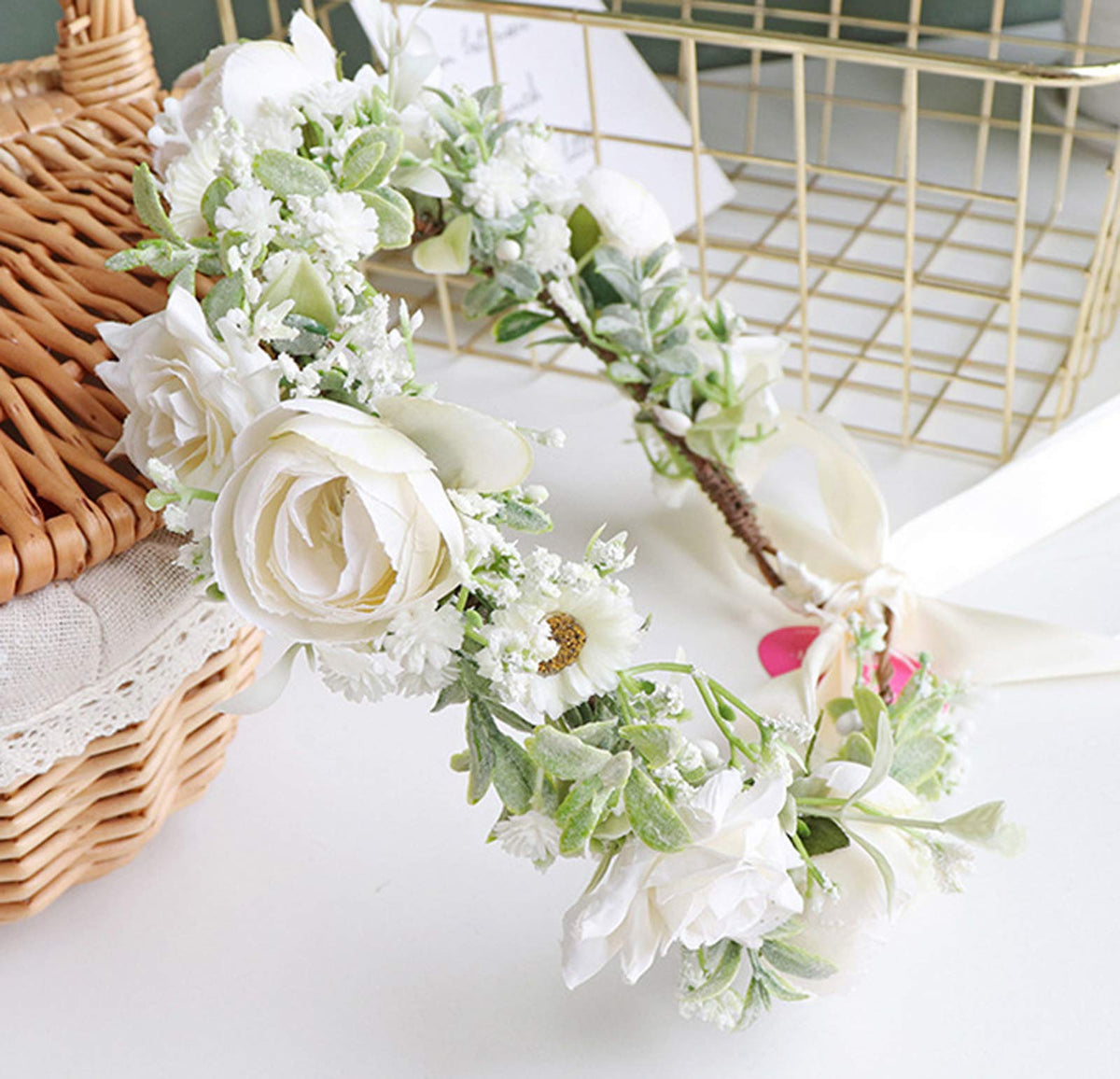 DreamLily ivory peony crown fits adults and kids over six