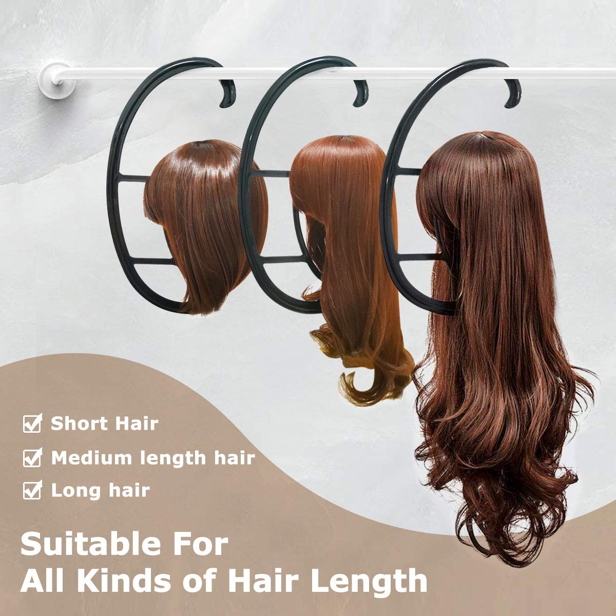 Dreamlover hanging wig stand suitable for long and short wigs.