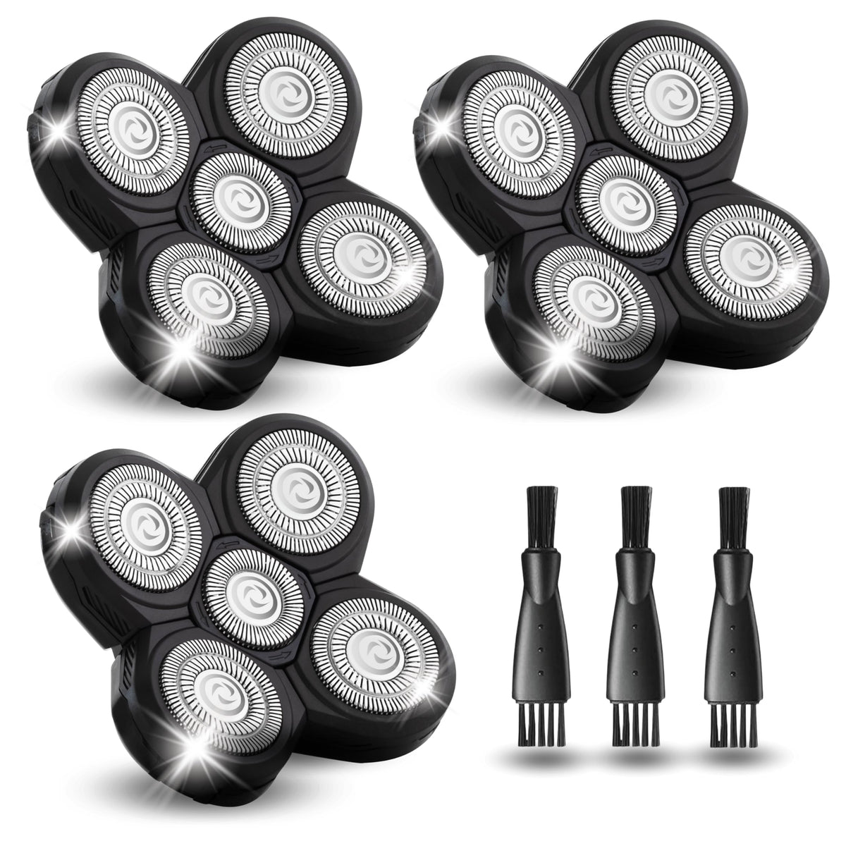 DREBIG 3-pack shaver blades compatible with Freedom Head Shaver for a smooth, skin-friendly shave