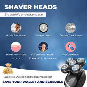 DREBIG hypoallergenic stainless steel blades for gentle shaving with reduced irritation.