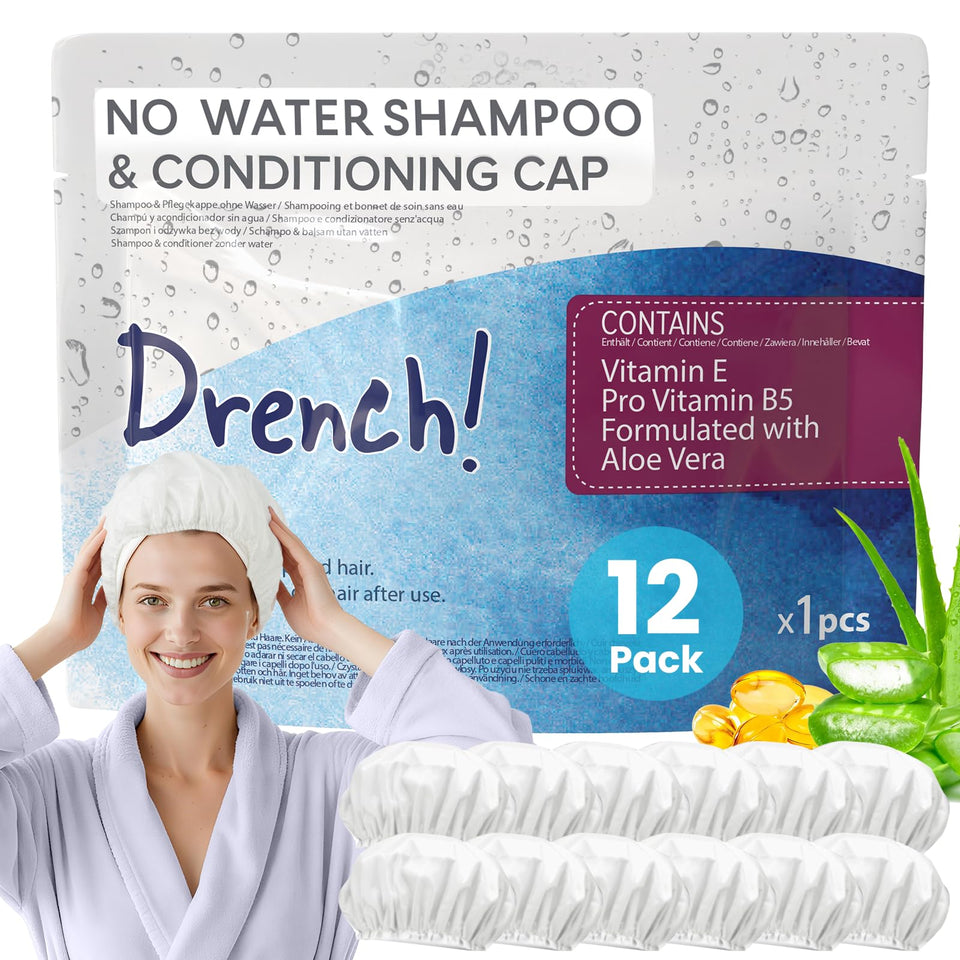 Drench no-water hair washing cap closeup for gentle cleansing