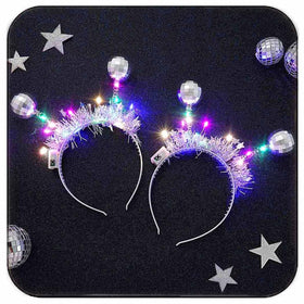DRESBE light-up alien headband with silver LED disco ball for vibrant party vibes