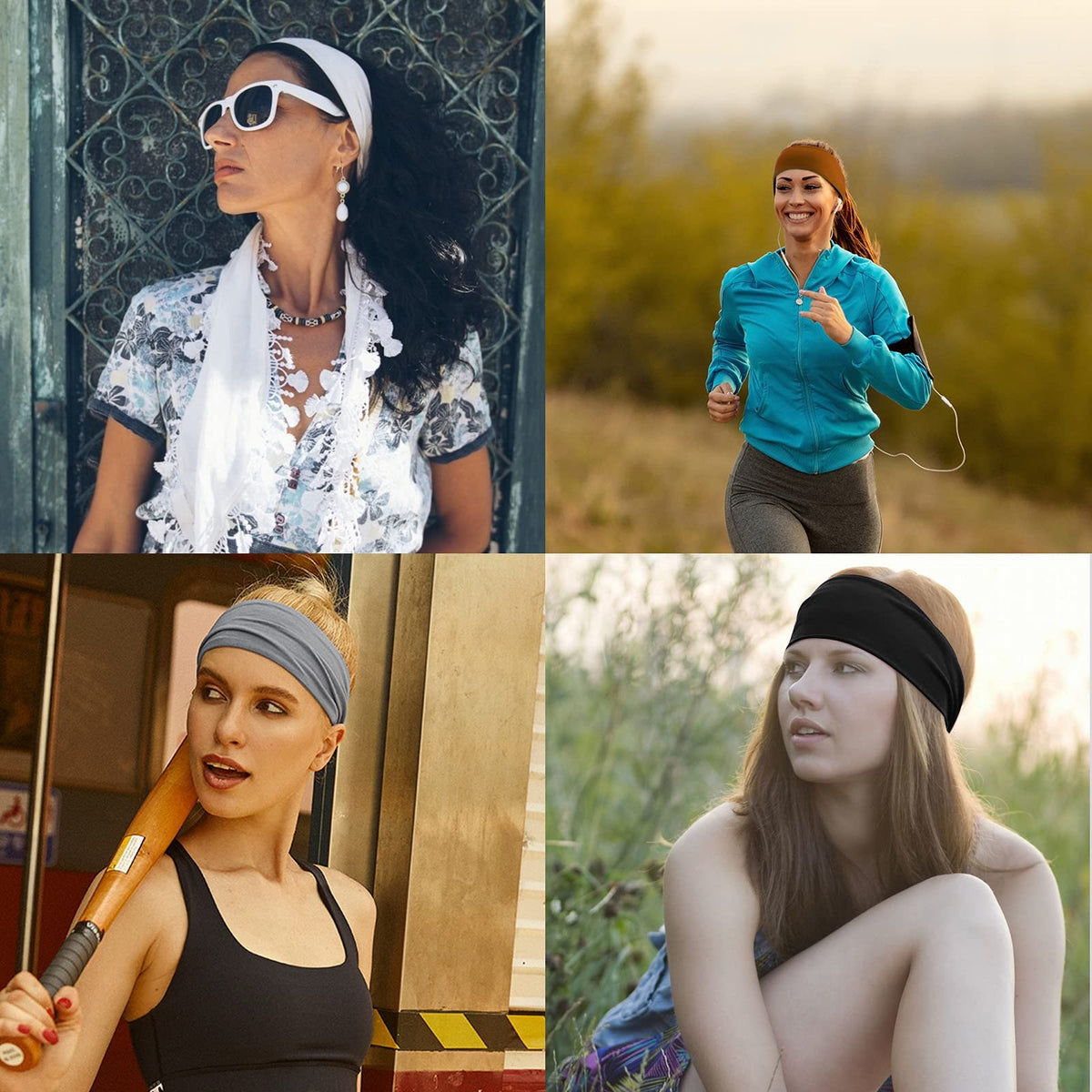 DRESHOW headband in action during outdoor run demonstrates sweat-wicking potential.