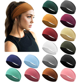 DRESHOW yoga headband worn during workout with non-slip performance.