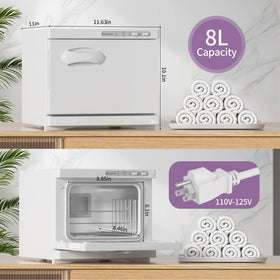 Dress Vous towel warmer with drip tray keeps moisture contained during use.