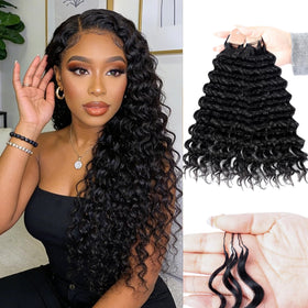 DRESSMAKER deep wave crochet hair 18 inch close-up texture and shine.