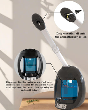 Dress Vous facial steamer nozzle close-up showing fine steam for deep cleansing