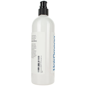 DrFormulas HairOmega bottle dispensed in shower for daily cleansing