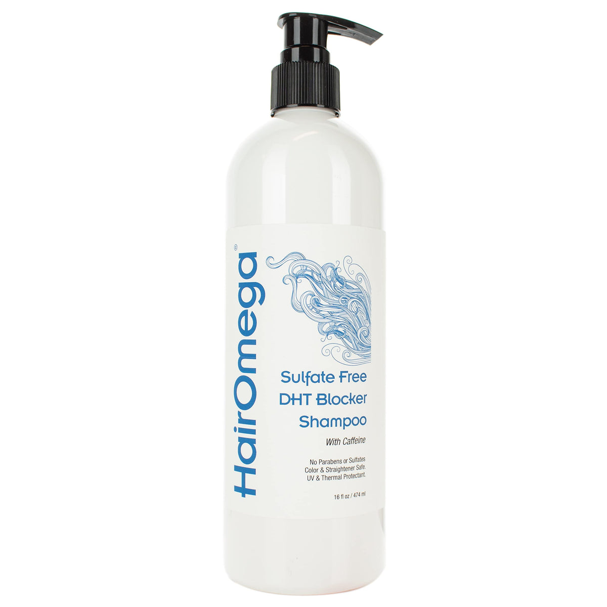 DrFormulas HairOmega sulfate-free shampoo bottle showing gentle cleansing benefits