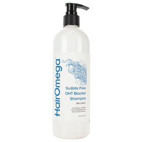 DrFormulas HairOmega sulfate-free shampoo bottle showing gentle cleansing benefits