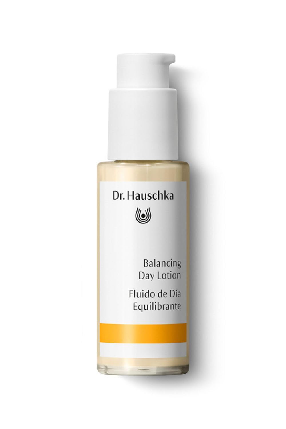Dr. Hauschka Balancing Day Lotion bottle with pump for quick daily moisture and shine control.