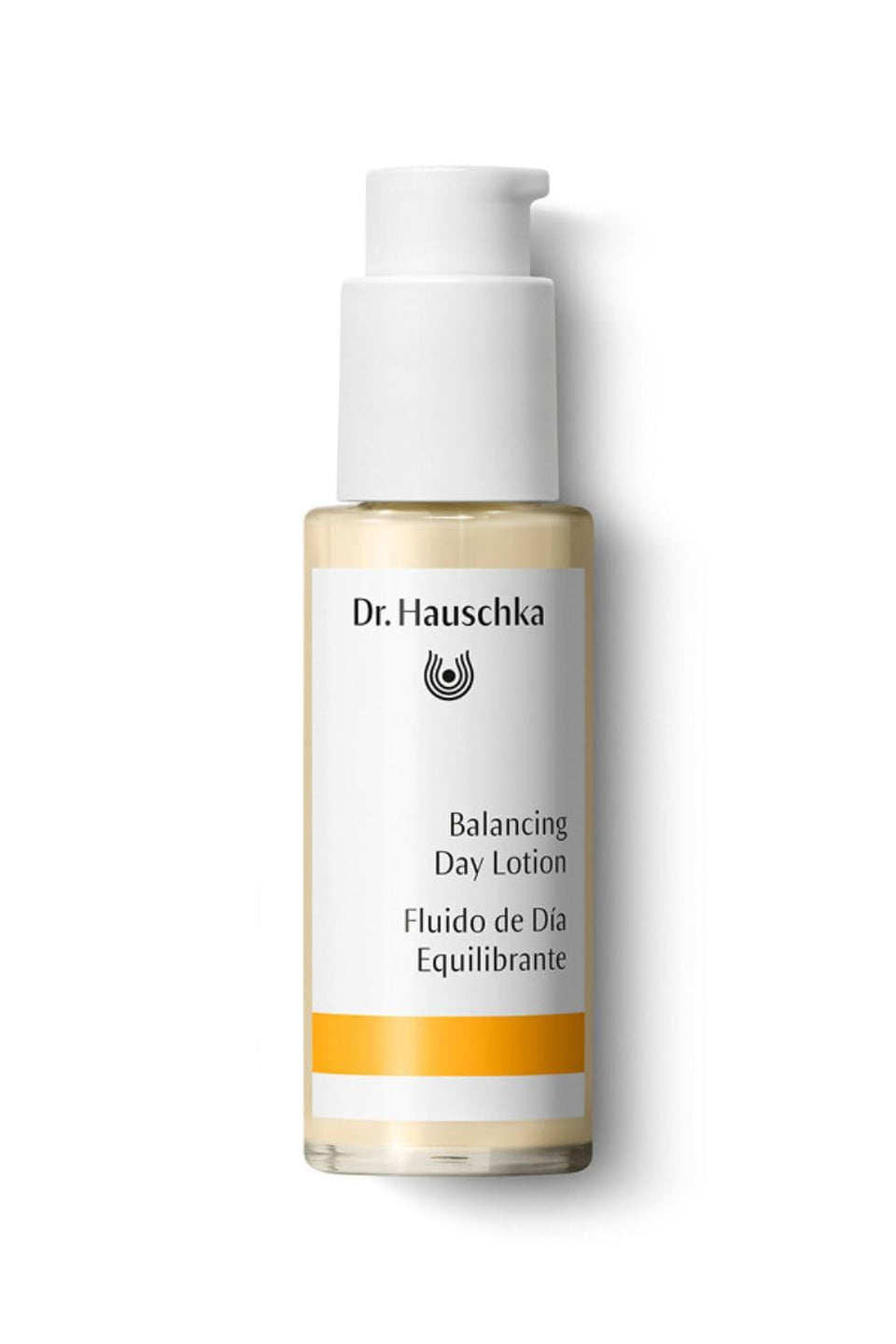 Dr. Hauschka Balancing Day Lotion bottle with pump for quick daily moisture and shine control.