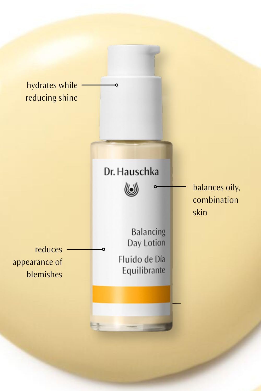 Dr. Hauschka Balancing Day Lotion pump in action for fast, even application.