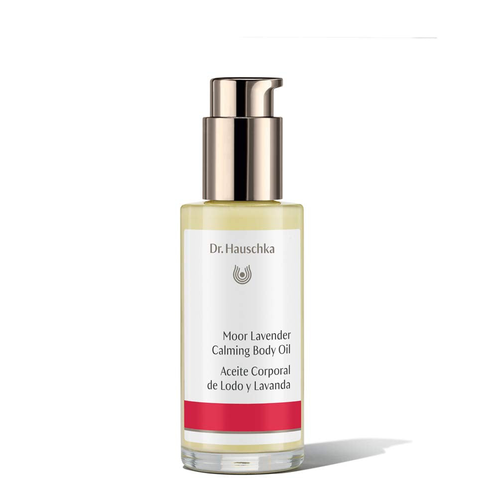 Dr. Hauschka Moor Lavender Calming Body Oil bottle with lavender aroma for soothing skin