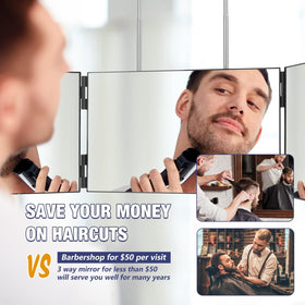 Dripex 3-Way Mirror side view right demonstrates symmetrical checks during styling.
