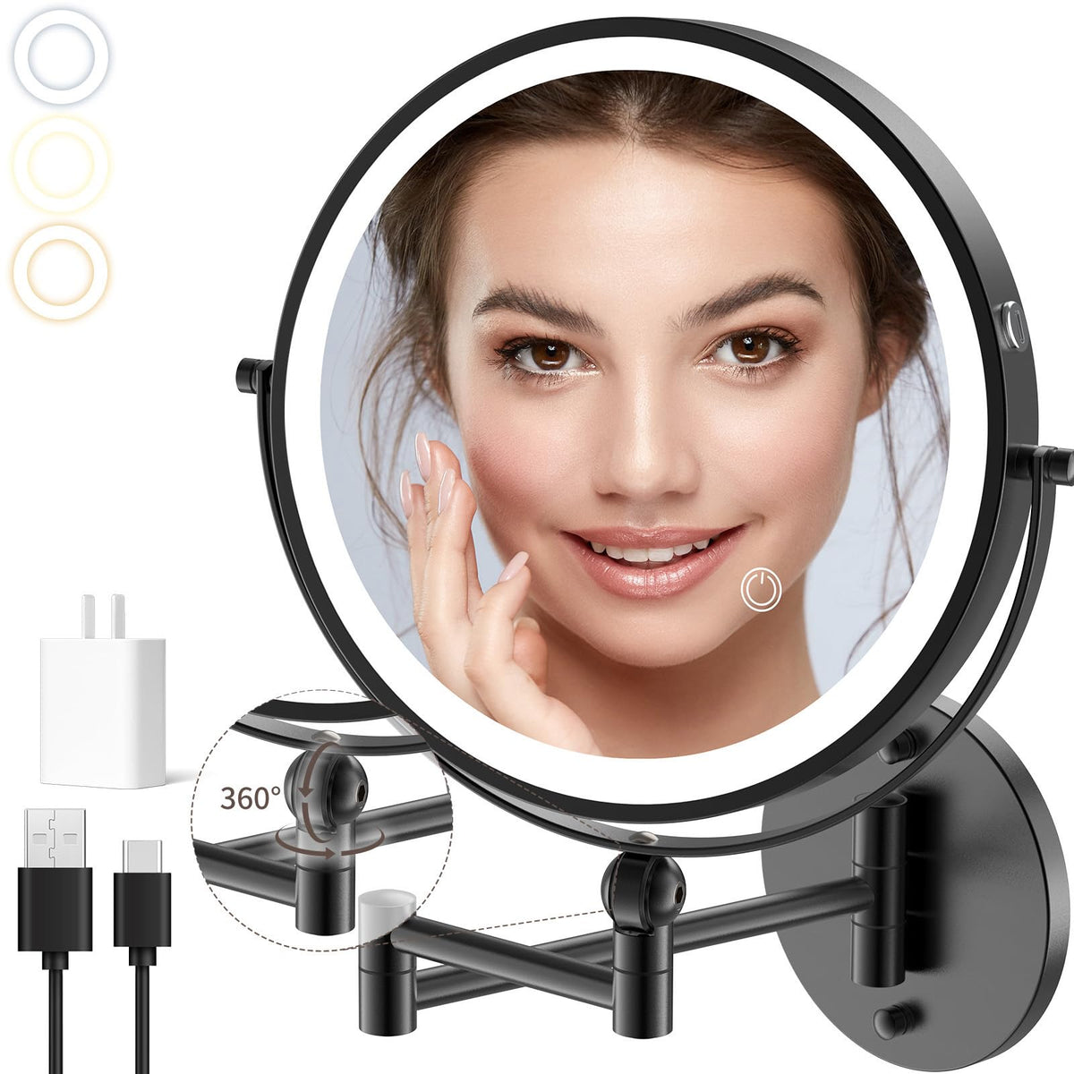 DRIVESLIM 9-inch mirror with lights for precise makeup application
