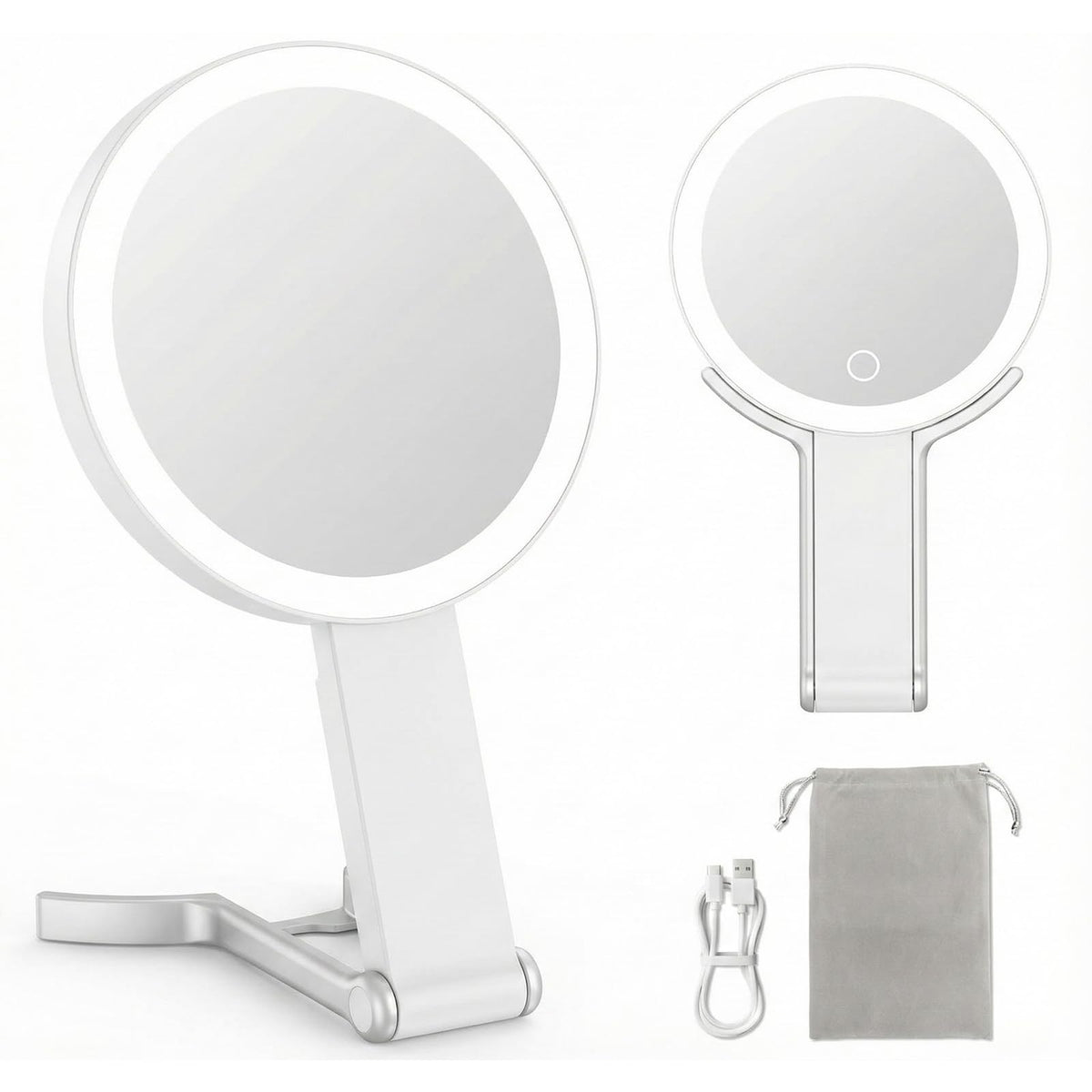 DRIVESLIM magnifying mirror with light offering 1x and 10x views for precision makeup