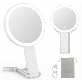 DRIVESLIM magnifying mirror with light offering 1x and 10x views for precision makeup