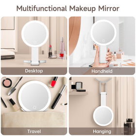 Portable vanity mirror fits into compact bags for travel