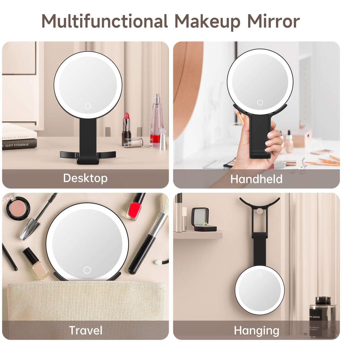 DRIVESLIM travel mirror light 10x magnification close-up for precise brows.