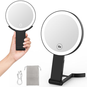 DRIVESLIM travel mirror with light front view for compact on-the-go beauty.
