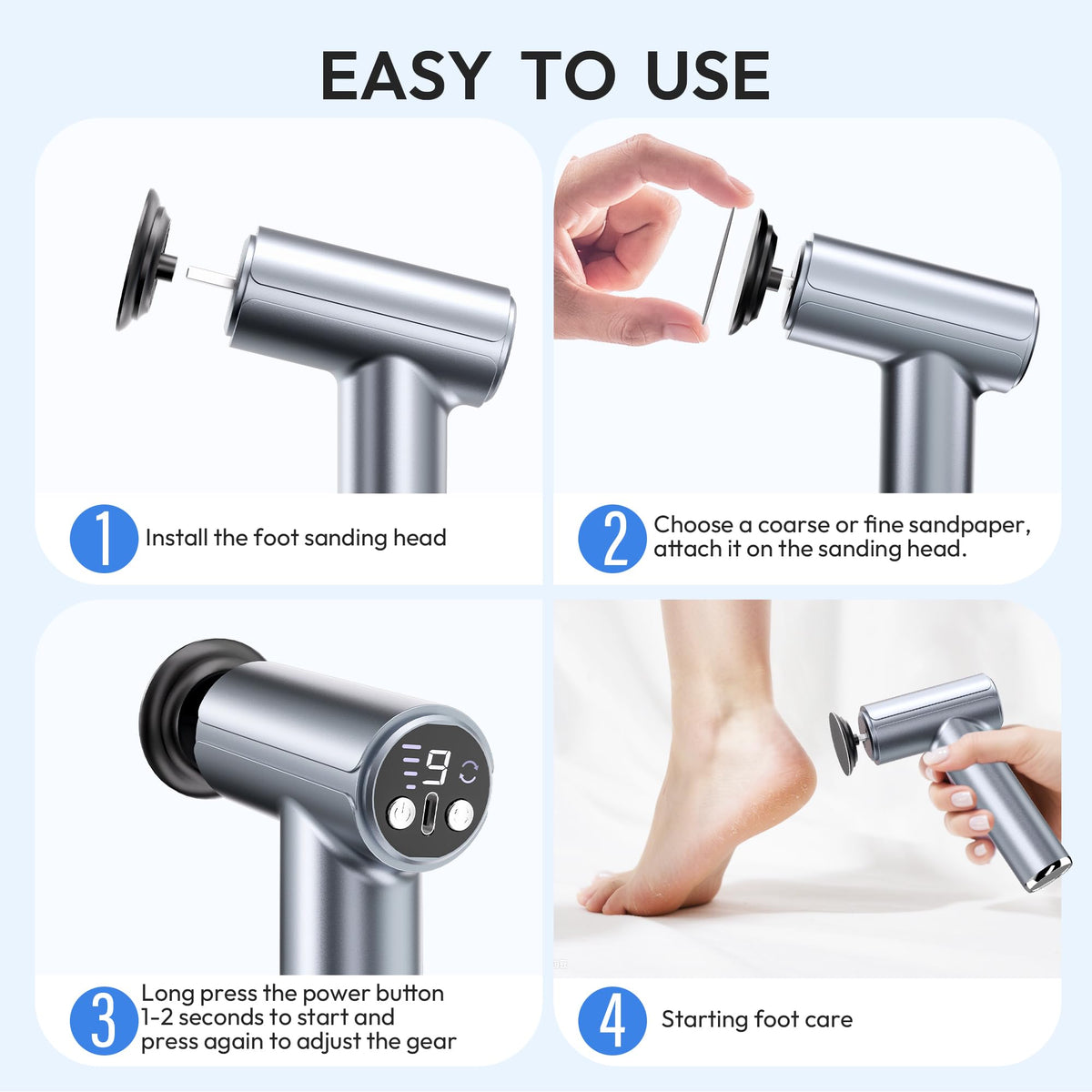 Drivox portable cordless pedicure tool ideal for travel and bathroom use