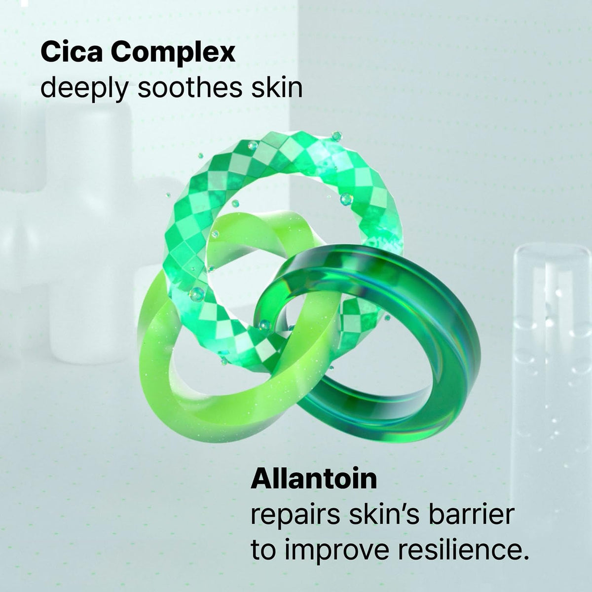 Applying lotion on cheek demonstrates instant hydration and calm look.