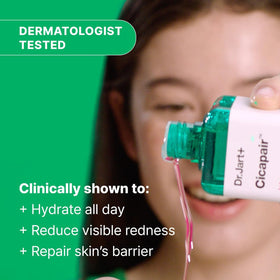 Close-up of Cicapair texture reveals quick-absorbing hydration for sensitive skin.
