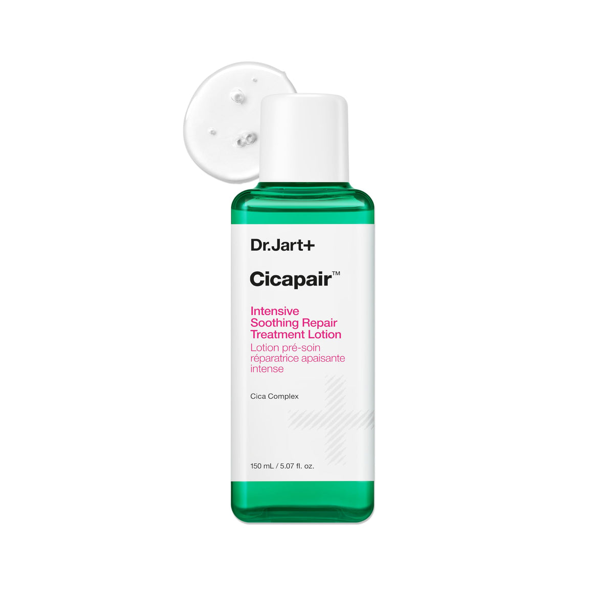 Dr.Jart+ Cicapair bottle shows a soothing formula for calmer, hydrated skin.