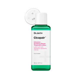 Dr.Jart+ Cicapair bottle shows a soothing formula for calmer, hydrated skin.