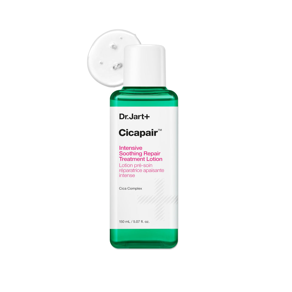 Dr.Jart+ Cicapair bottle shows a soothing formula for calmer, hydrated skin.