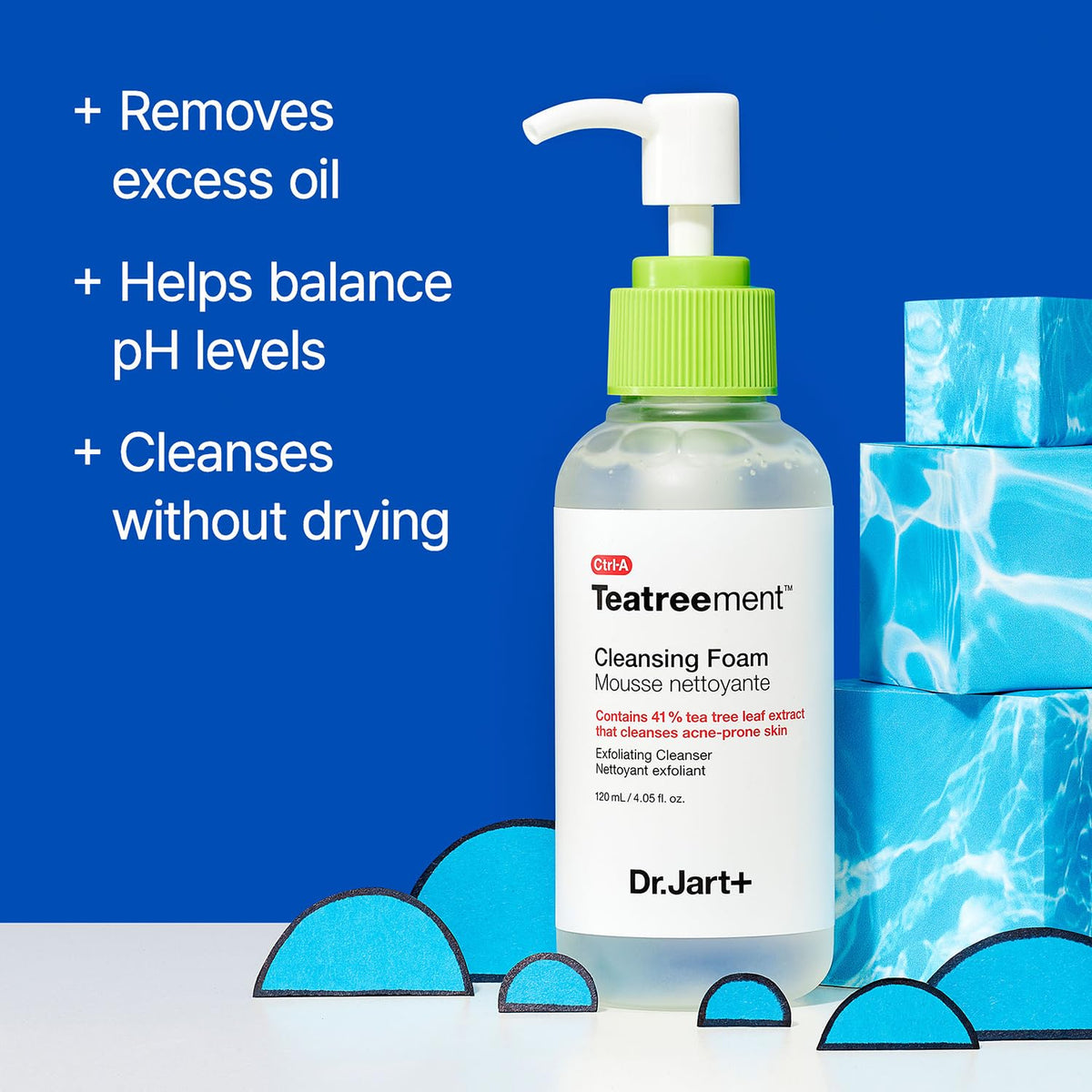 Dr.Jart+ Teatreement Cleansing Foam close-up foamy lather for gentle cleansing.