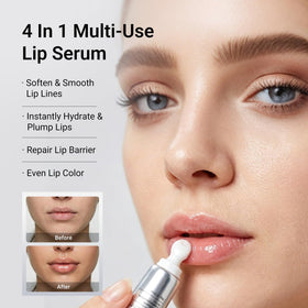 Lip serum texture closeup showing lightweight non greasy finish