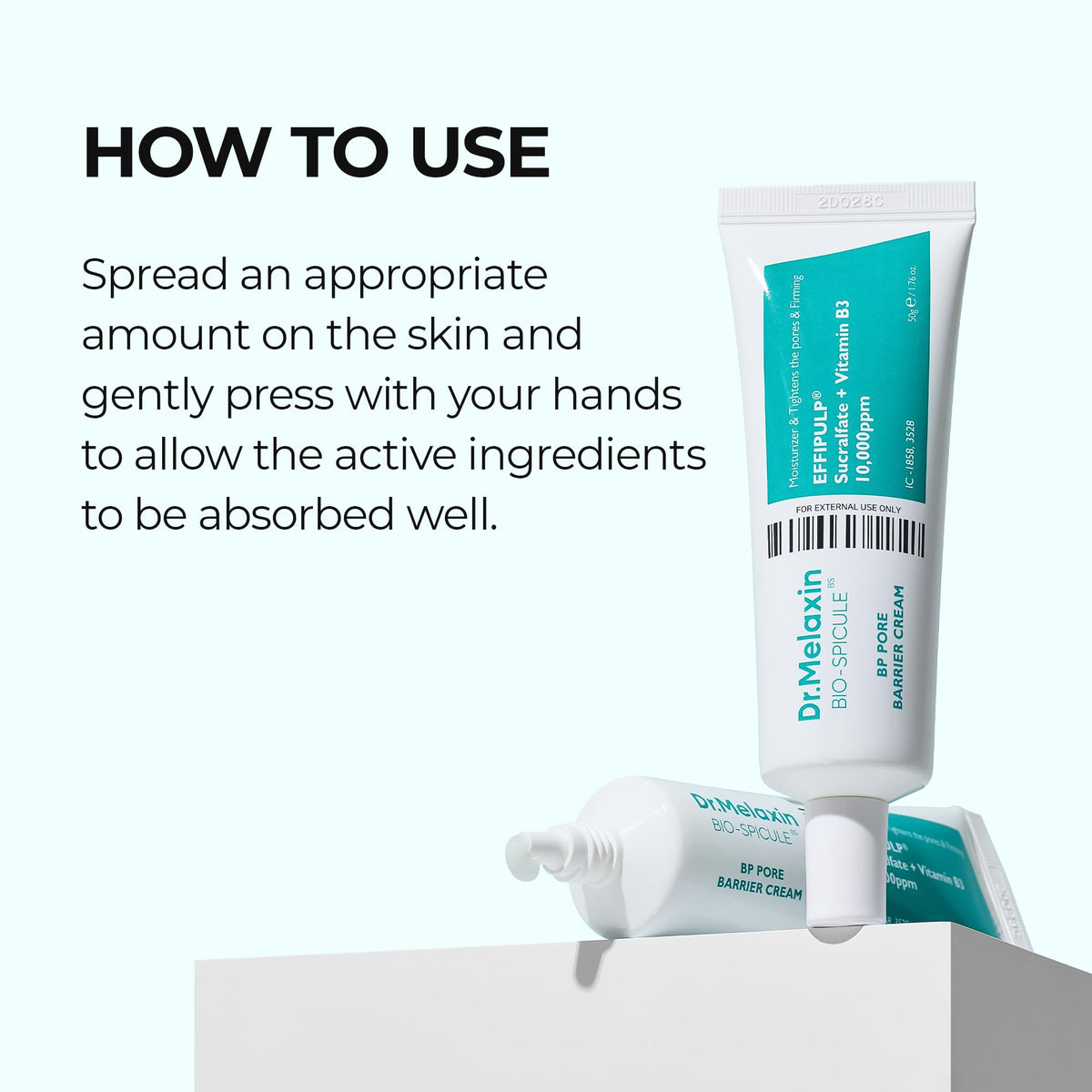 User applying Dr.Melaxin cream as part of daily skincare routine.