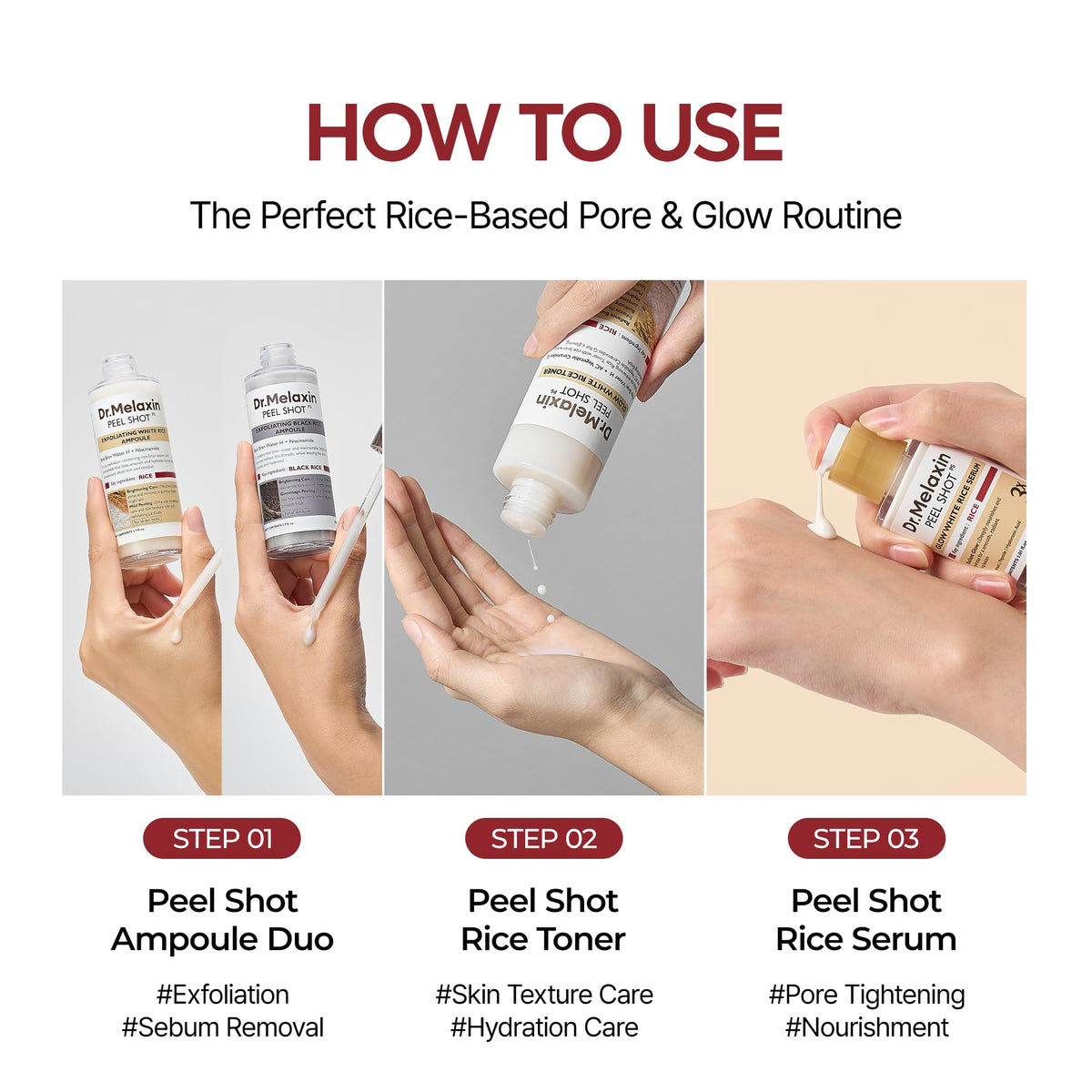 Ingredient-focused shot features rice-derived PDRN concept.